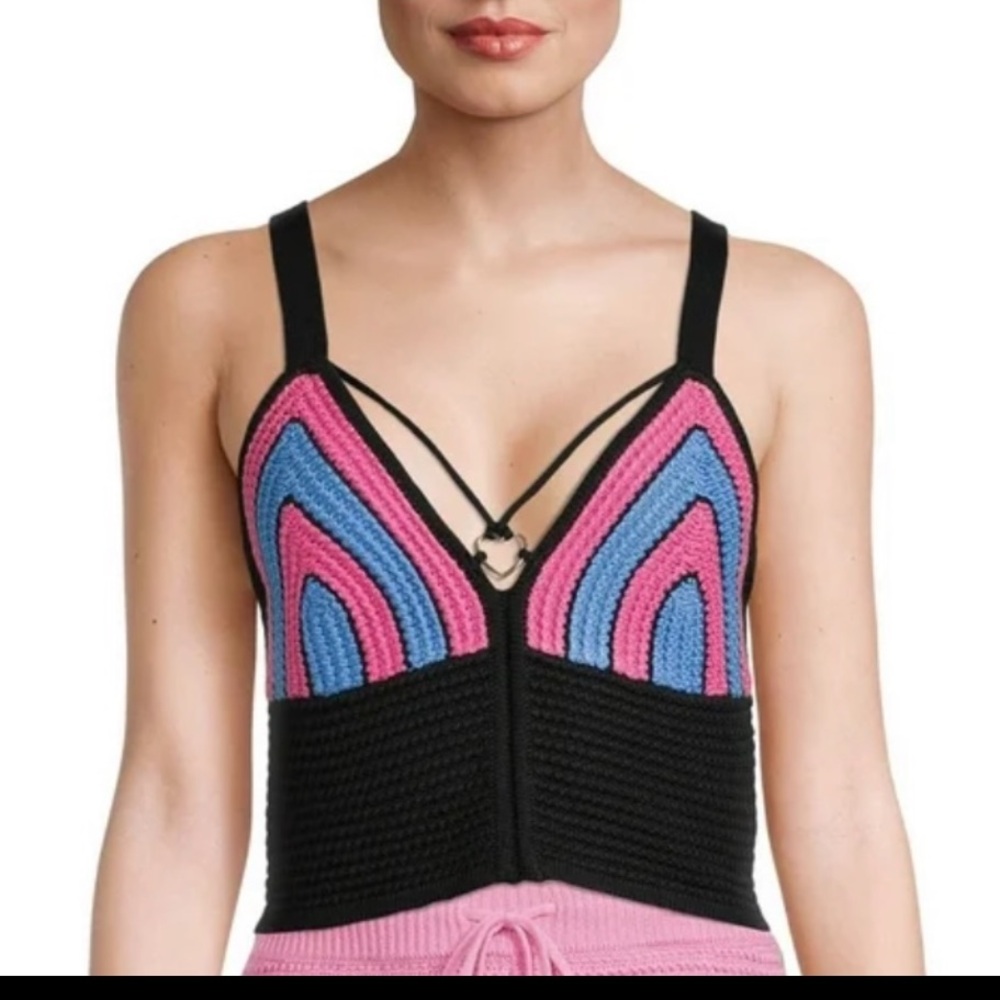 Madden NYC Heart Ring Crochet Tank Crop Top Boho